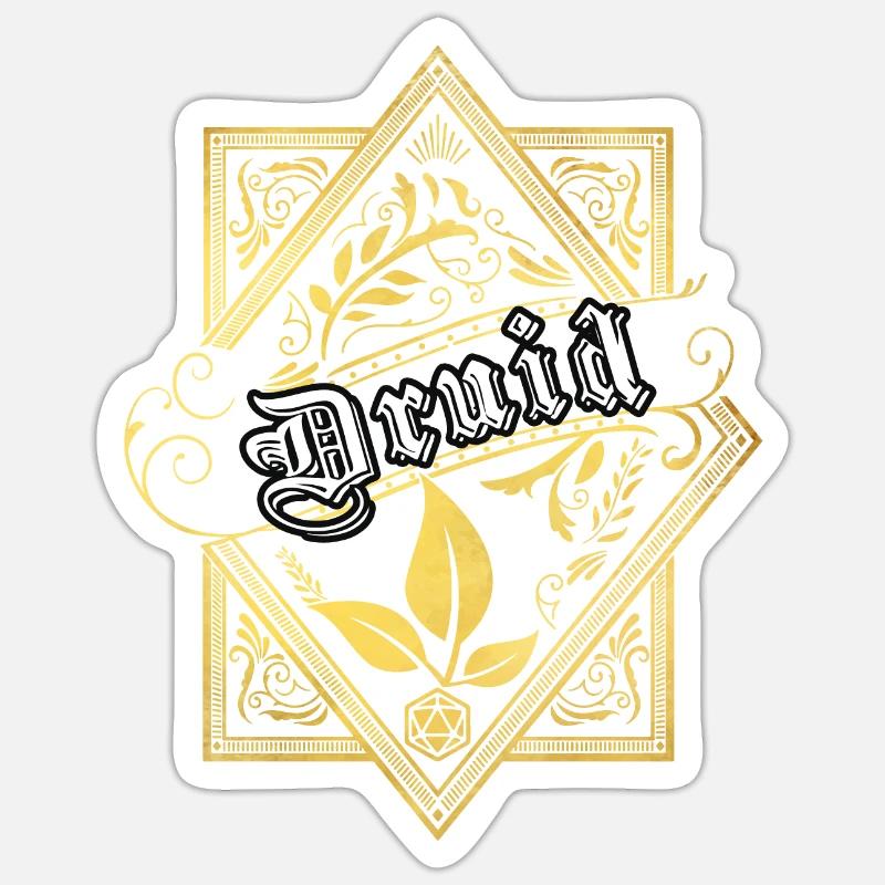 JDR Druid classes de personnages RPG - Sticker taille S (10 x 10 cm) - blanc mat