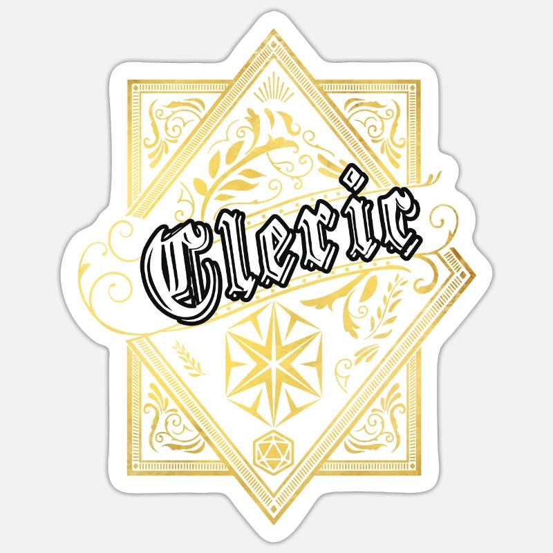 JDR Cleric classes de personnages RPG - Sticker taille S (10 x 10 cm) - blanc mat