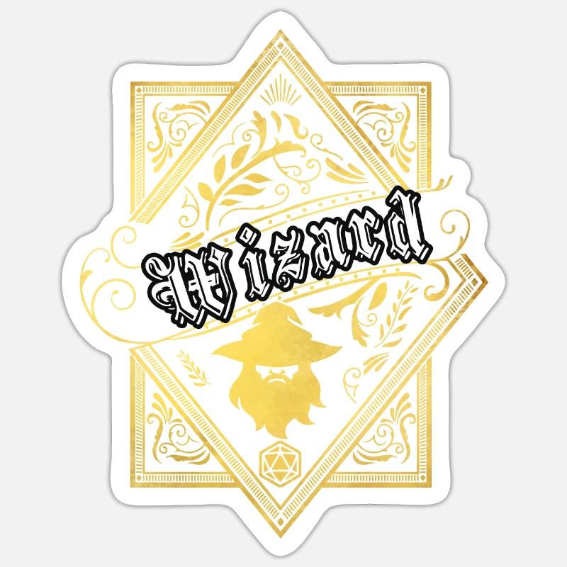 JDR Wizard classes de personnages RPG - Sticker taille S (10 x 10 cm) - blanc mat