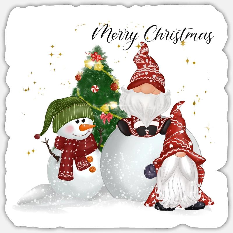 Christmas Gnomes - Sticker taille S (10 x 10 cm) - blanc mat