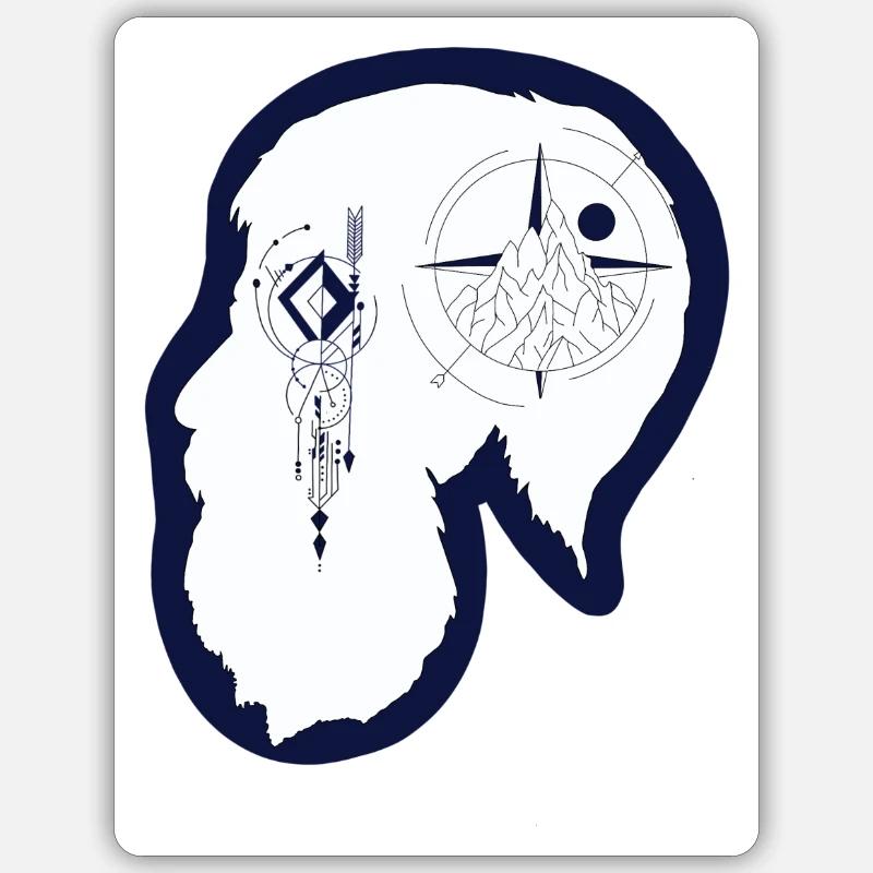 Hipster Beard Compass - Hipster with a compass Sticker size S (10 x 10 cm)