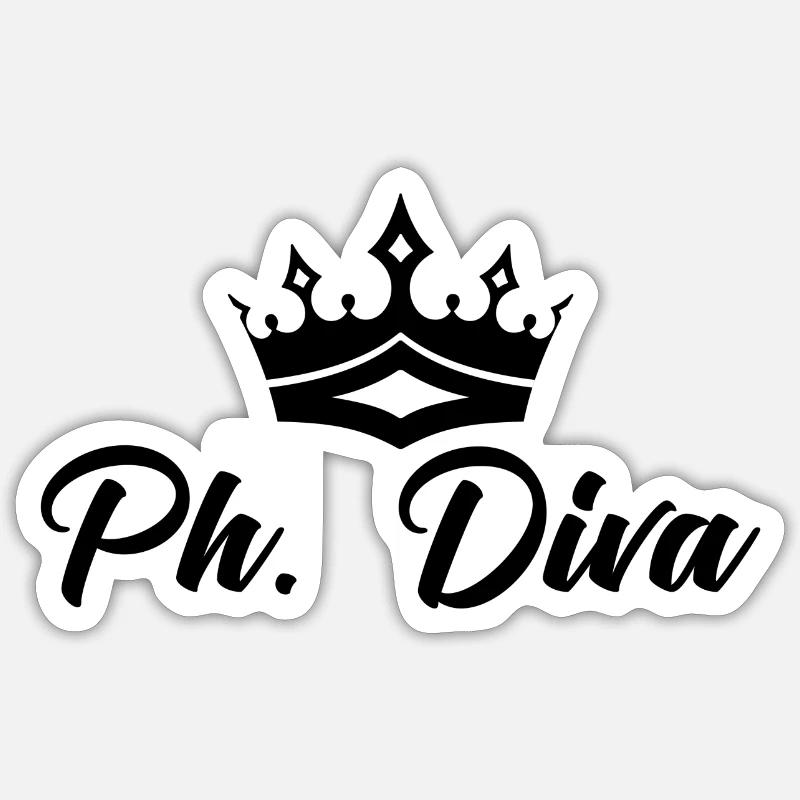 Phd Diva Krone Abschluss Geschenk - Sticker Größe S (10 x 10 cm) - Mattweiß