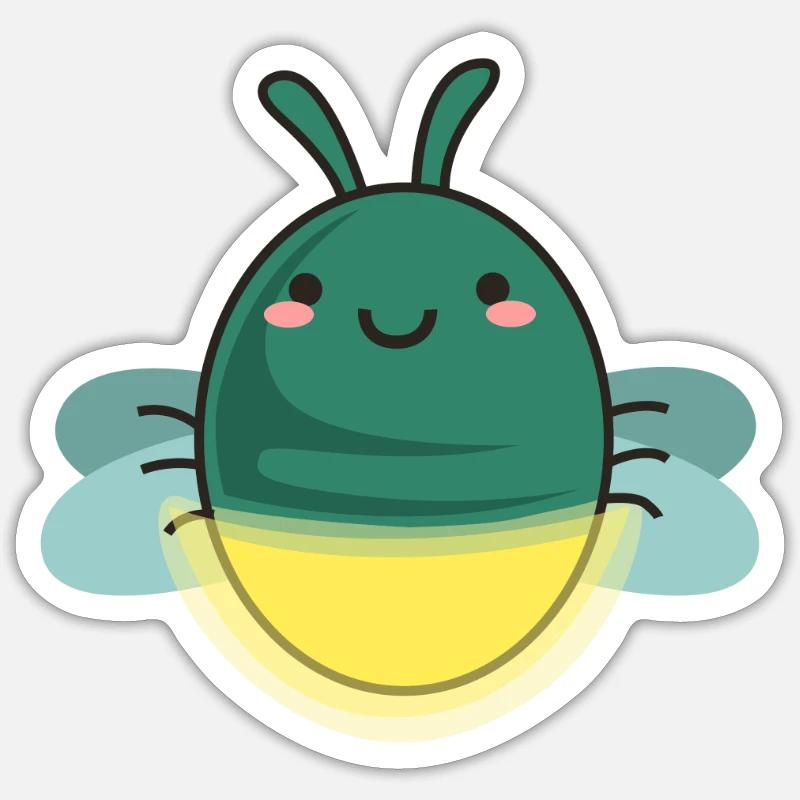 Cute firefly cartoon - Sticker size S (10 x 10 cm) - white matte
