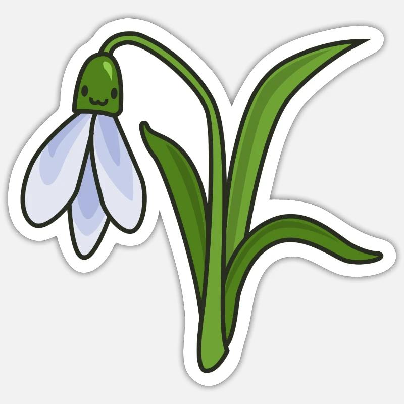 Fleur de perce-neige - Sticker taille S (10 x 10 cm) - blanc mat