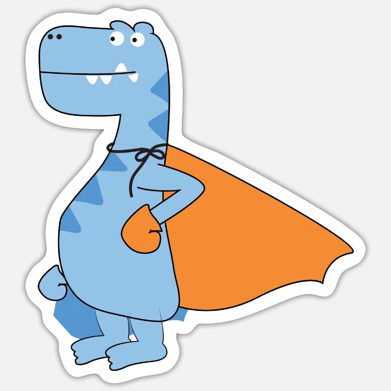 Dinosaurier-Held - Sticker Größe S (10 x 10 cm) - Mattweiß