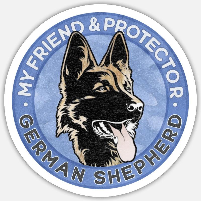 Deutscher Schäferhund, Freund - Sticker Größe S (10 x 10 cm) - Mattweiß