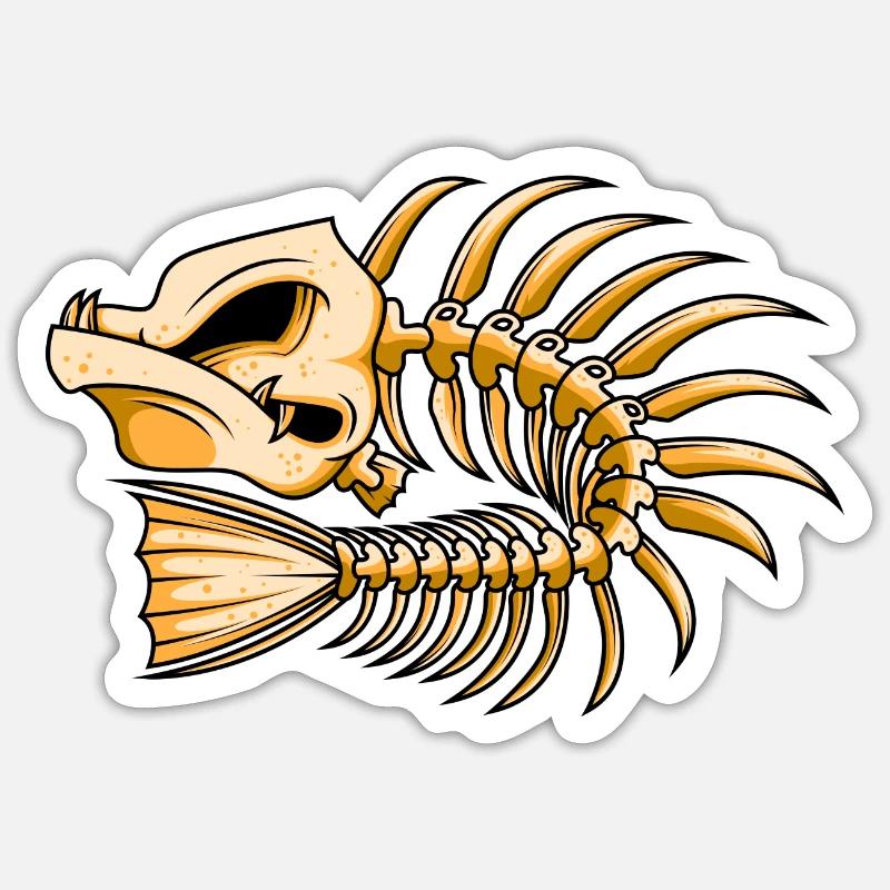 fish bones skeleton fish - Sticker size S (10 x 10 cm) - white matte
