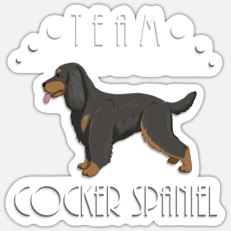 Team Cocker Spaniel - Schwarz und Hellbraun Sticker Größe S (10 x 10 cm)