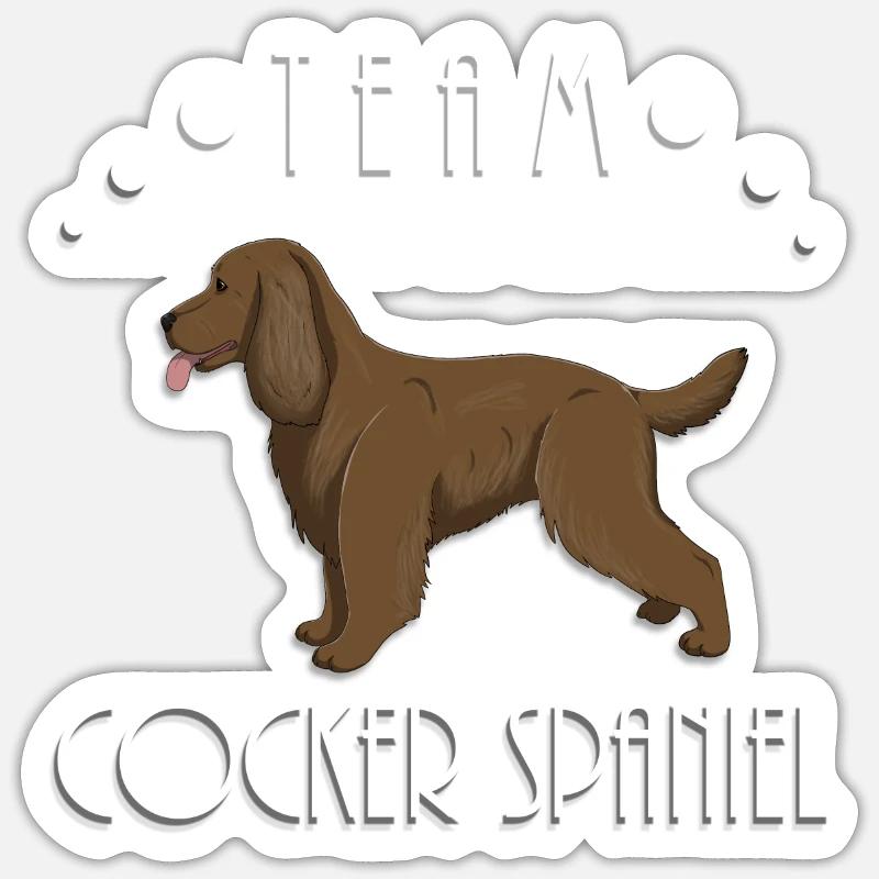 Team Cocker Spaniel - Liver - Sticker size S (10 x 10 cm) - white matte