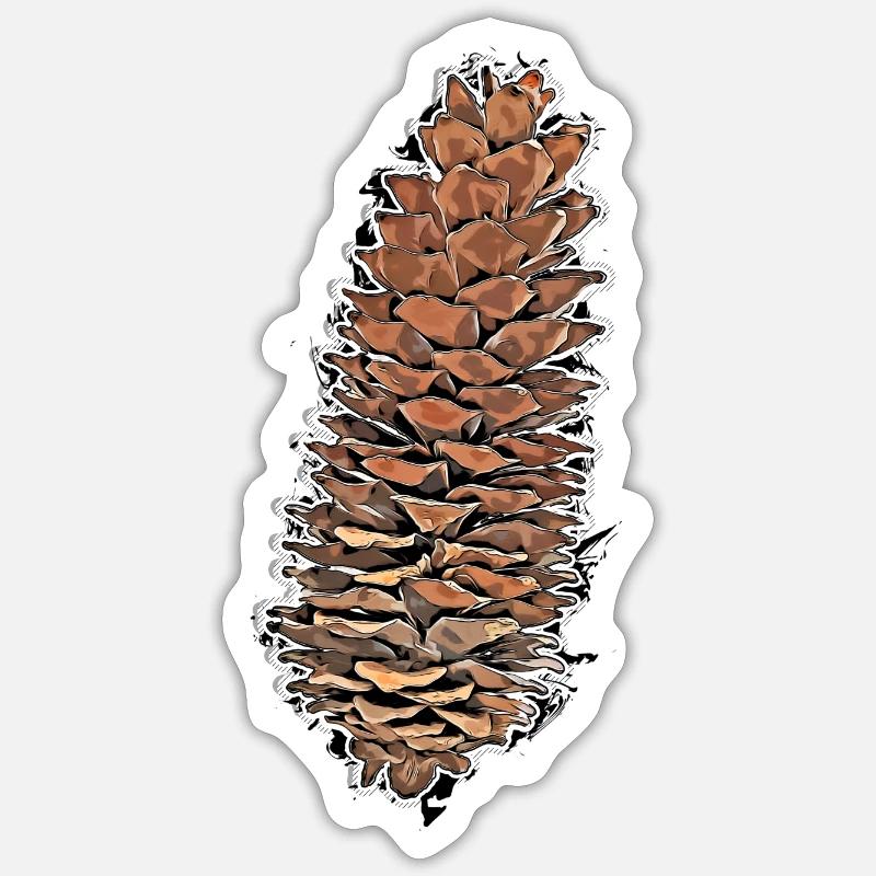 Pommes de pin - Sticker taille S (10 x 10 cm) - blanc mat