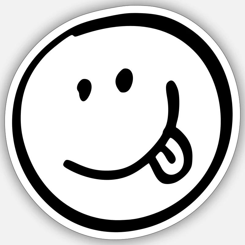Smile mit Zunge Geschenk Geschenkidee - Sticker Größe S (10 x 10 cm) - Mattweiß