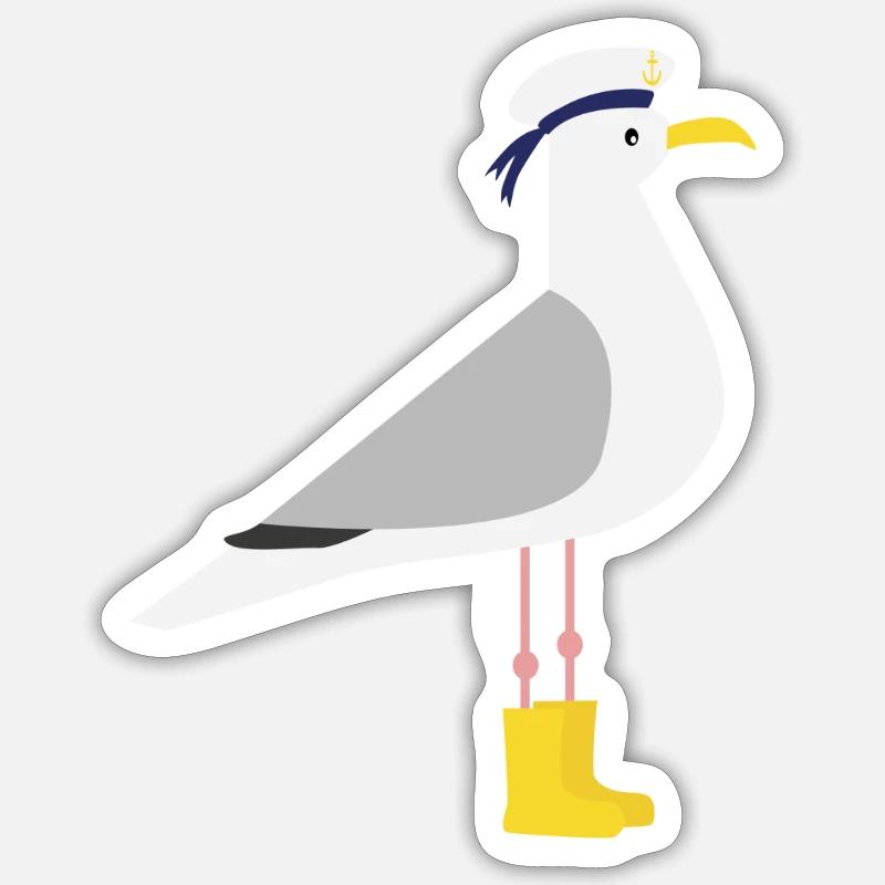 Bottes en caoutchouc Seagull - Sticker taille S (10 x 10 cm) - blanc mat