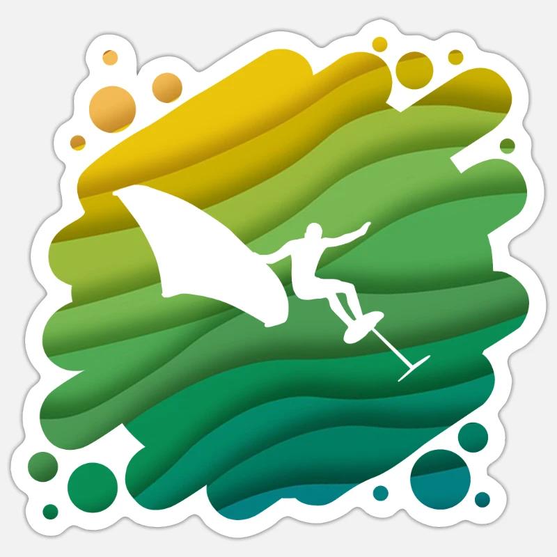 Double Exposure Wingfoiling Surfing Surfer Gift - Sticker size S (10 x 10 cm) - white matte