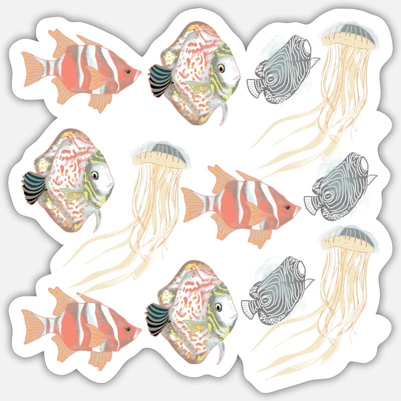 SEALIFE PATTERN - Sticker size S (10 x 10 cm) - white matte