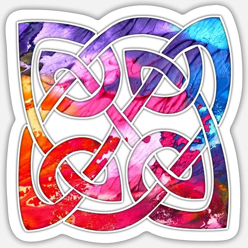 Bunter keltischer Knoten Design - Sticker Größe S (10 x 10 cm) - Mattweiß
