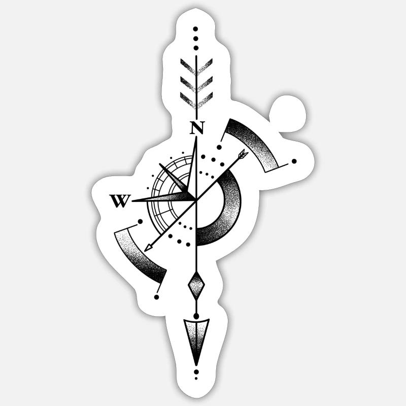 Kompasspfeiltinte - Sticker Größe S (10 x 10 cm) - Mattweiß