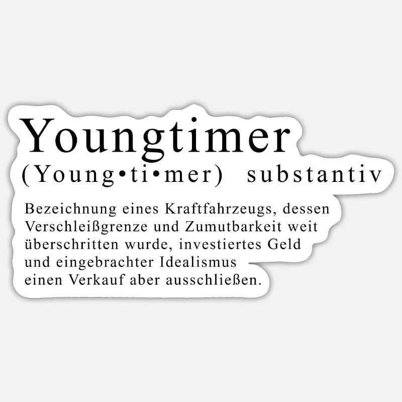 Youngtimer Definition als Geschenk oder - Sticker Größe S (10 x 10 cm) - Mattweiß