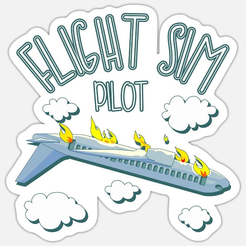 Flugsimulator - Sticker Größe S (10 x 10 cm) - Mattweiß
