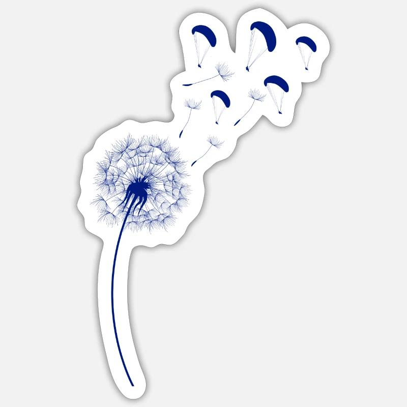 Rainbow Dandelion Paraglider Bleu - Sticker taille S (10 x 10 cm) - blanc mat
