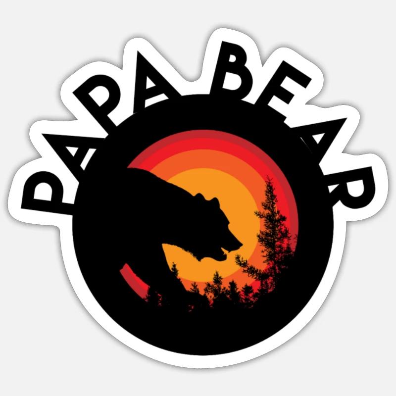 Papa Ours - Sticker taille S (10 x 10 cm) - blanc mat