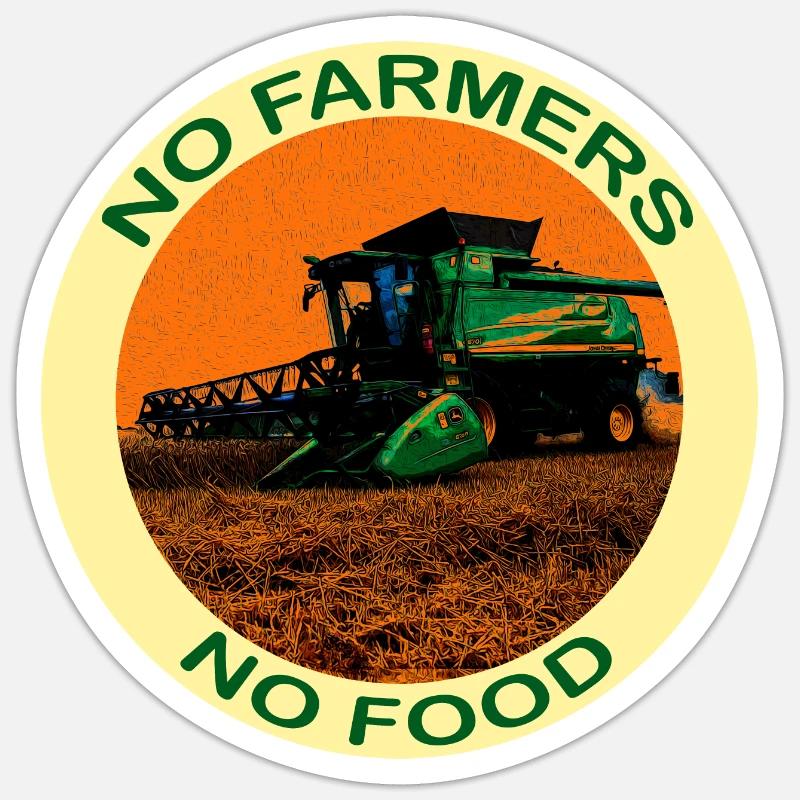Pas d'agriculteurs pas de nourriture - avec une moissonneuse-batteuse - Sticker taille S (10 x 10 cm) - blanc mat