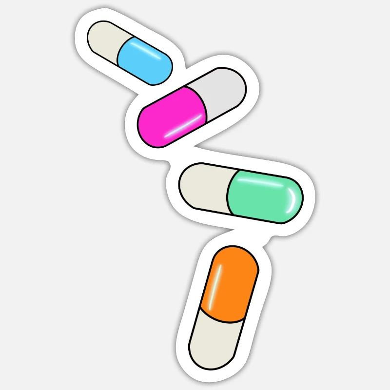 pills variant - Sticker size S (10 x 10 cm) - white matte