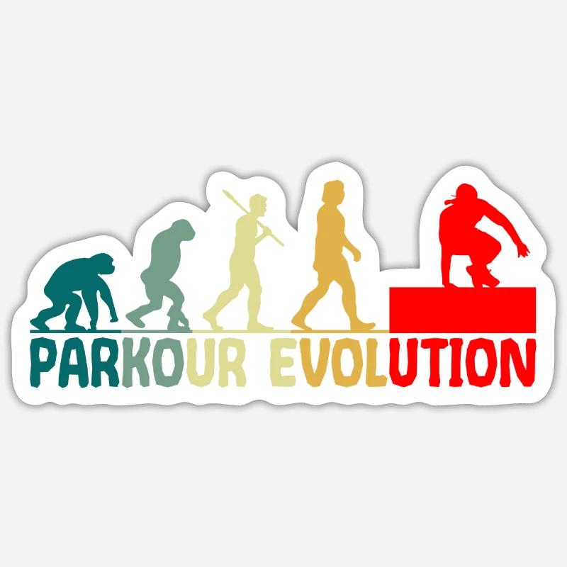 Parkour Evolution Retro Style Funny Sticker size S (10 x 10 cm)