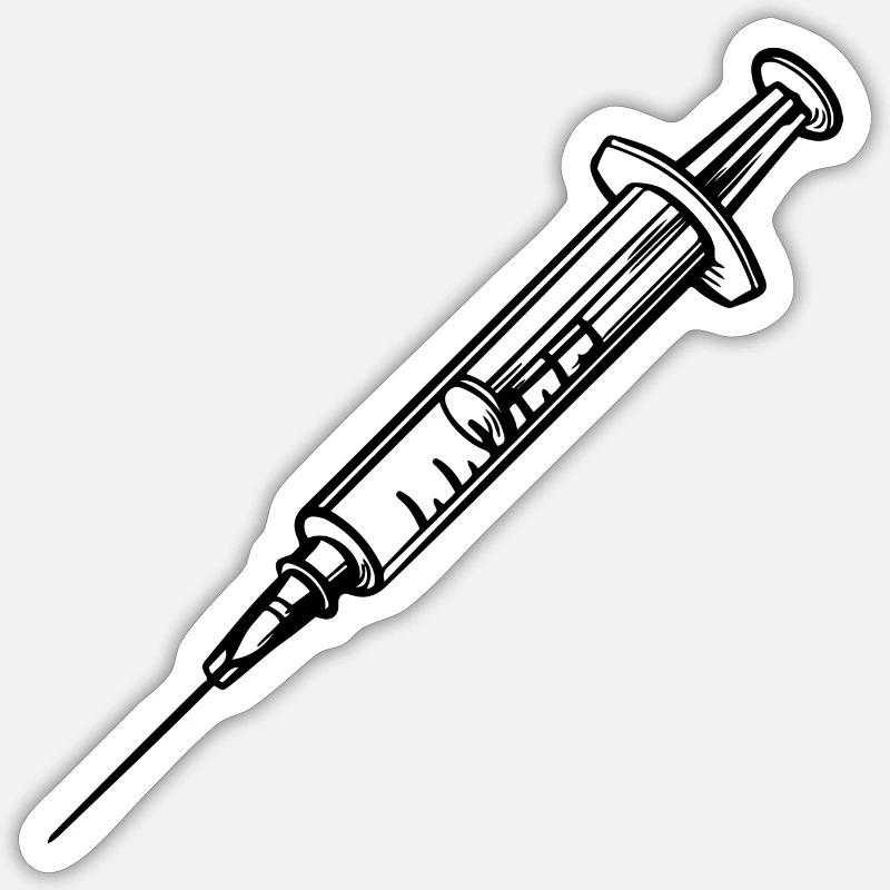 Spritze - Syringe - Sticker Größe S (10 x 10 cm) - Mattweiß