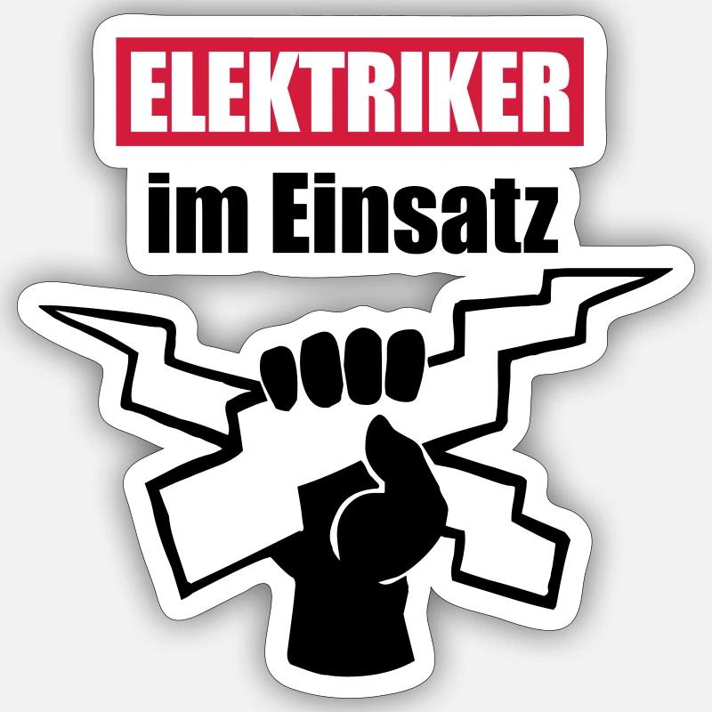 Elektriker, im Einsatz, Farben editierbar Sticker Größe S (10 x 10 cm)