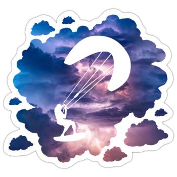 Double Exposure Kite Surfing Abenteuer Geschenk - Sticker Größe S (10 x 10 cm) - Mattweiß - Vorne