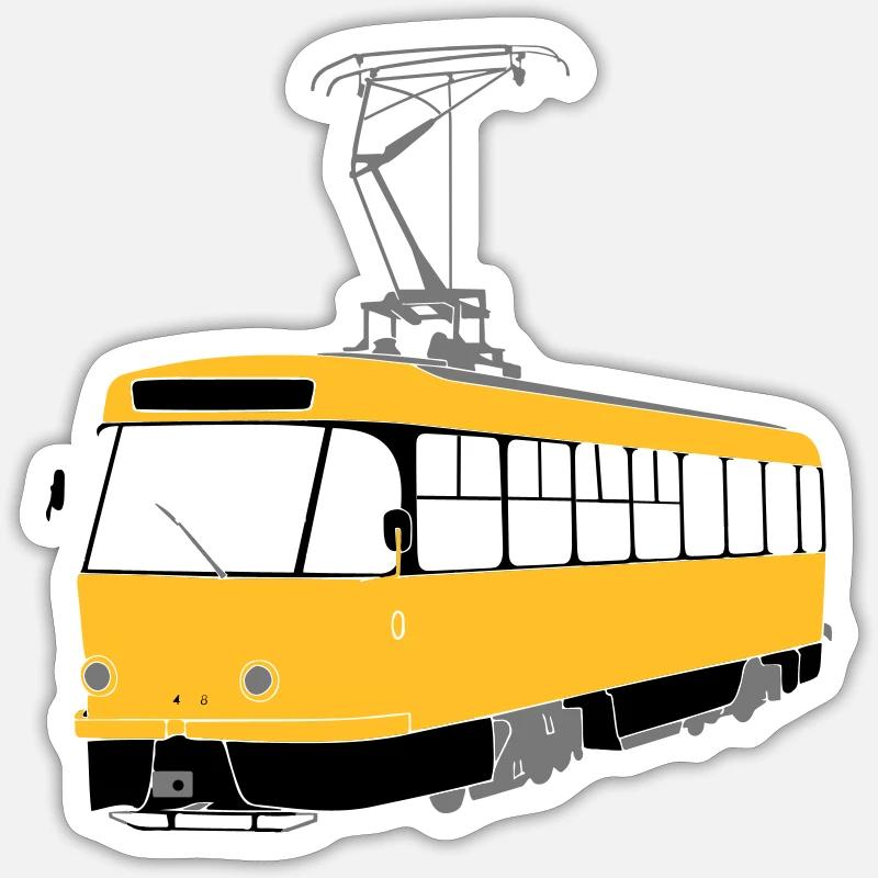 Tramway de Dresde - Sticker taille S (10 x 10 cm) - blanc mat