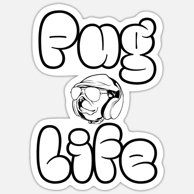 Mops Leben Sticker Größe S (10 x 10 cm)
