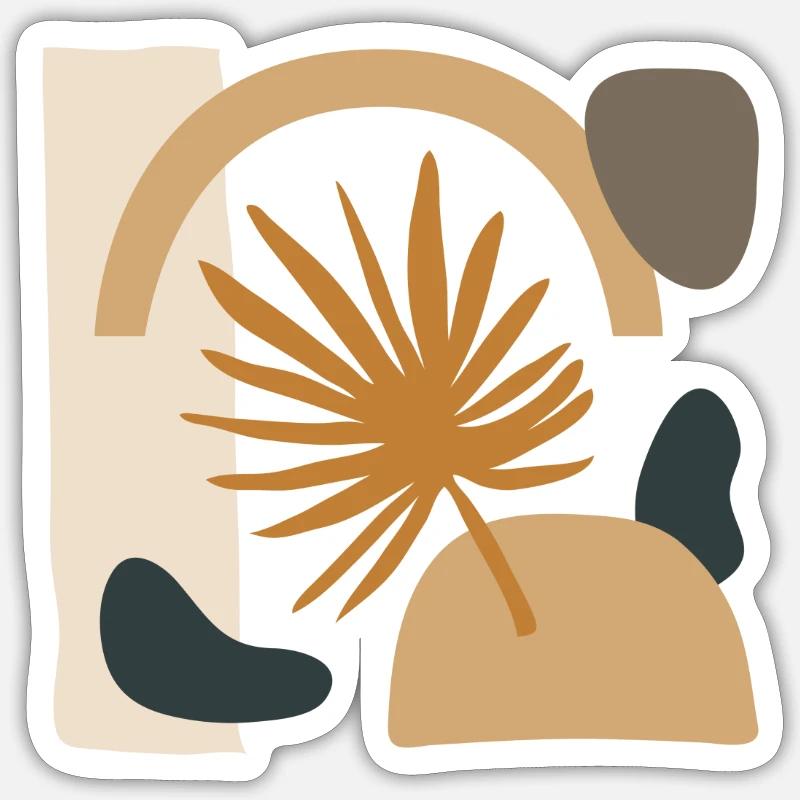 Feuille avec des formes abstraites - Sticker taille S (10 x 10 cm) - blanc mat