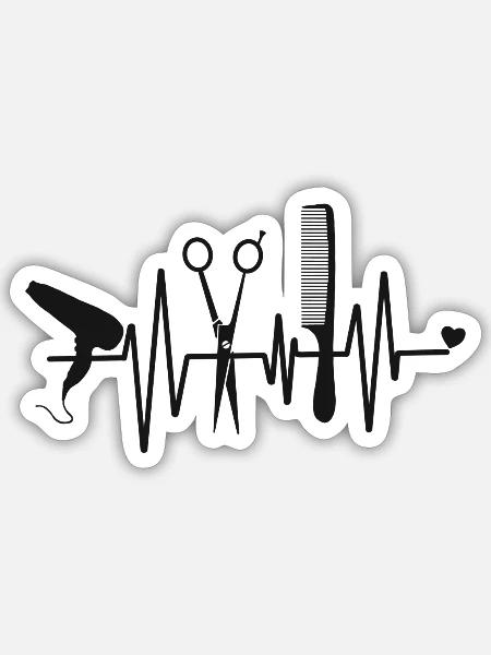 Friseur Schere Frisör Liebe Haare Frisöse Scheren - Sticker Größe S (10 x 10 cm) - Mattweiß