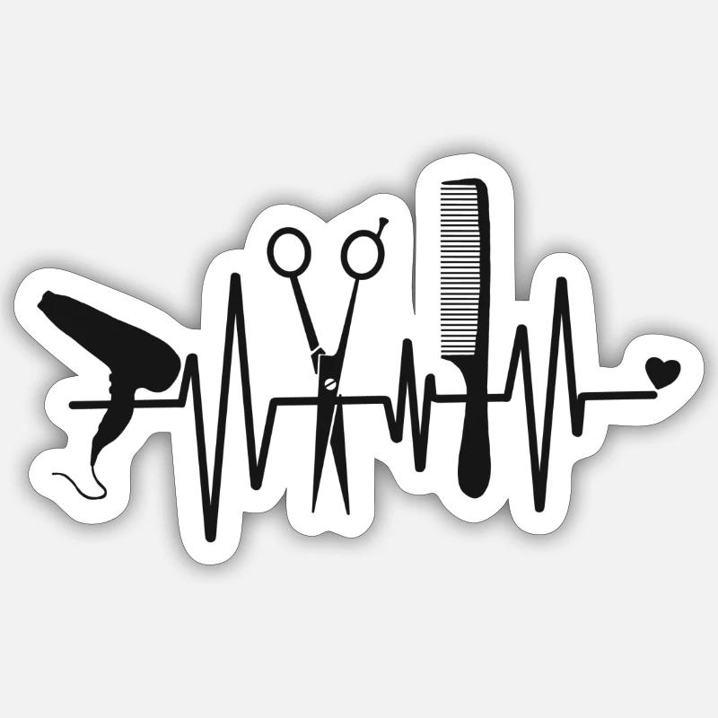 Coiffe cossaires coiffure amour cheveux coiffeurs ciseaux - Sticker taille S (10 x 10 cm) - blanc mat