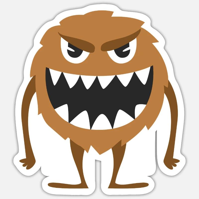 Monstre brun - Sticker taille S (10 x 10 cm) - blanc mat