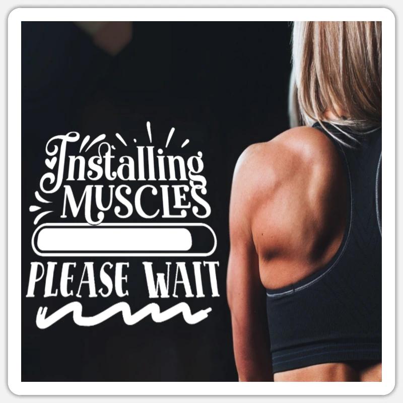 Installing muscles please wait Sticker size S (10 x 10 cm)