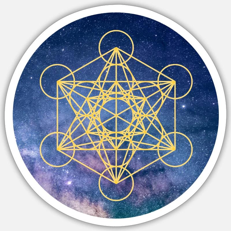 Metatron Cube on space background Sticker size S (10 x 10 cm)