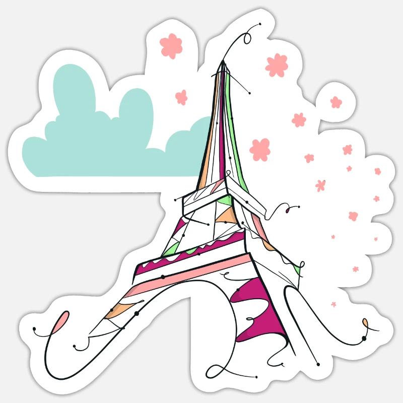 tour Eiffel - Sticker taille S (10 x 10 cm) - blanc mat
