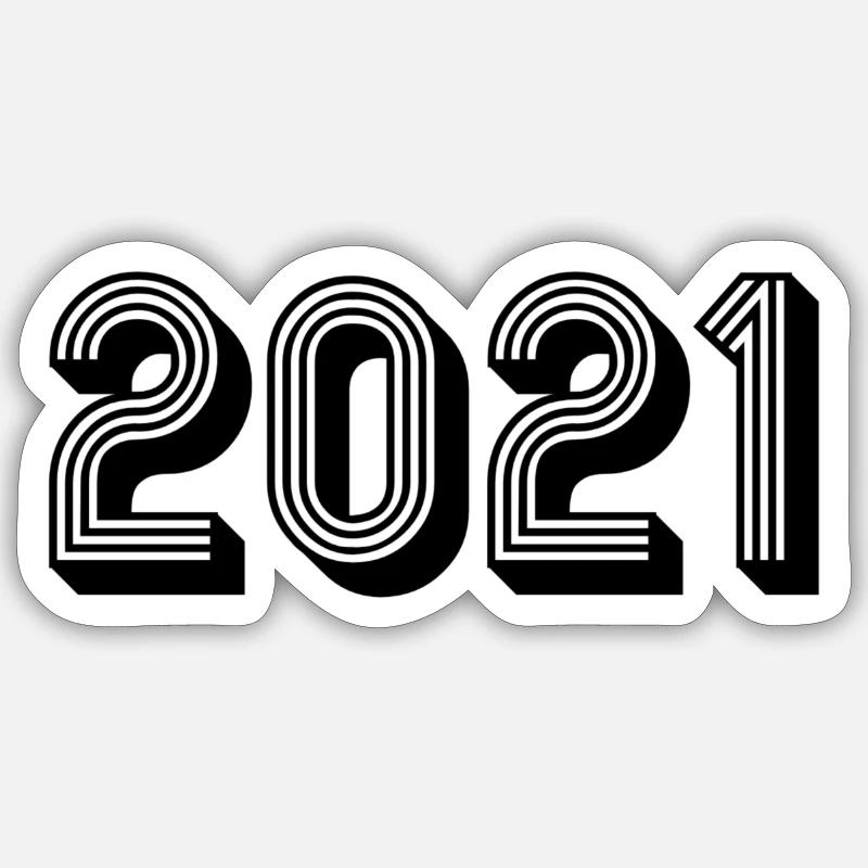 L'année 2021 - Sticker taille S (10 x 10 cm) - blanc mat