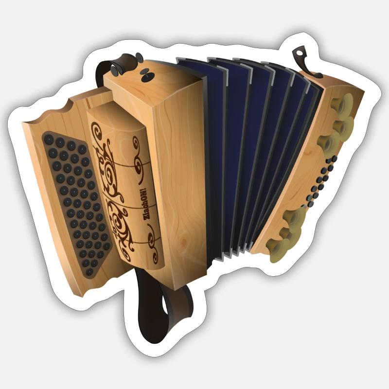 Harmonica de Styrie - Pin suisse/Bleu | ZiachON ! - Sticker taille S (10 x 10 cm) - blanc mat