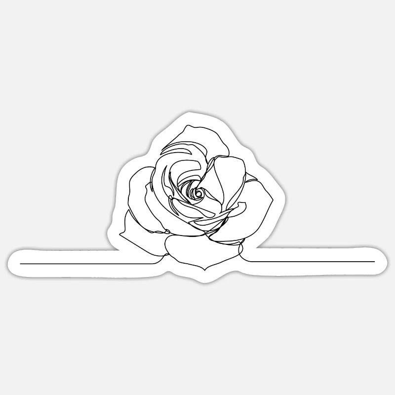 Rose eine Strichzeichnung - Sticker Größe S (10 x 10 cm) - Mattweiß