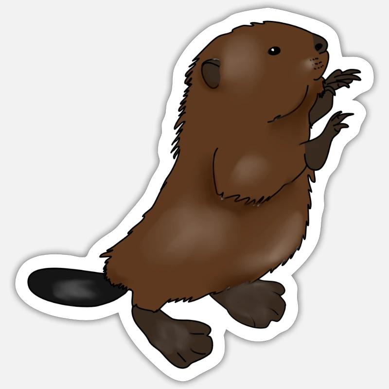 Bébé castor - Sticker taille S (10 x 10 cm) - blanc mat