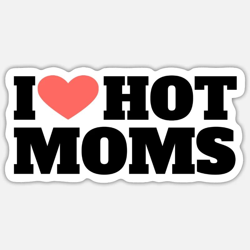 j'aime les mamans chaudes - Sticker taille S (10 x 10 cm) - blanc mat