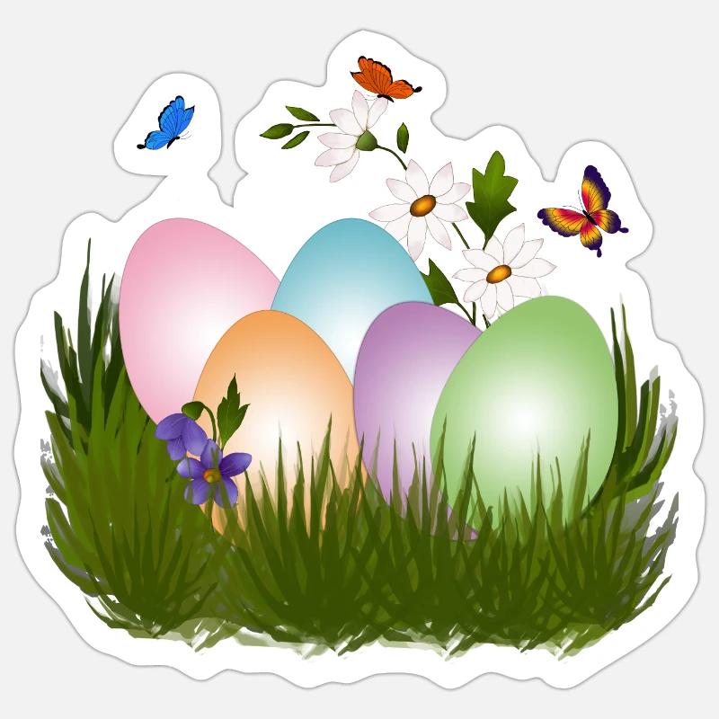 easter eggs hunt - Sticker size S (10 x 10 cm) - white matte