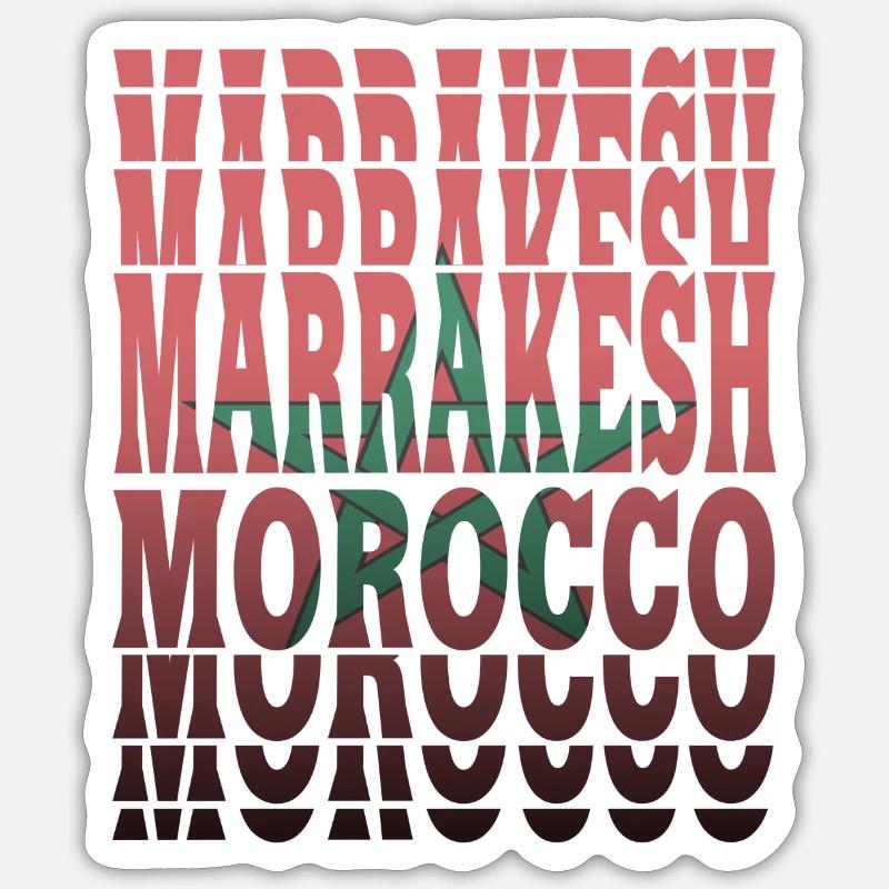 Marrakech Morocco Flag Design / Gift Idea - Sticker size S (10 x 10 cm) - white matte