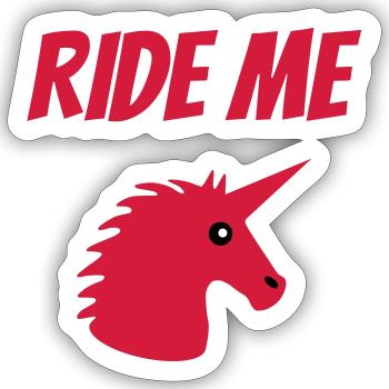Ride me (head unicorn) - Sticker size S (10 x 10 cm) - white matte - Front
