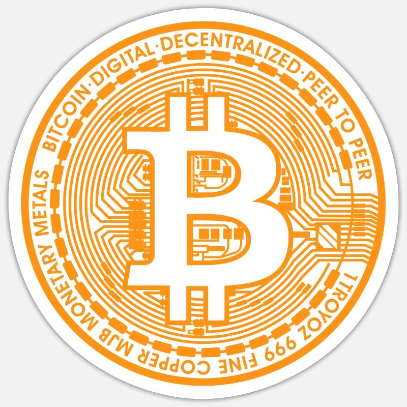 Bitcoin Blockchain - Sticker taille S (10 x 10 cm) - blanc mat