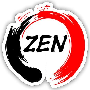 Zen written in enso zen circle red and black - Sticker size S (10 x 10 cm) - white matte - Front