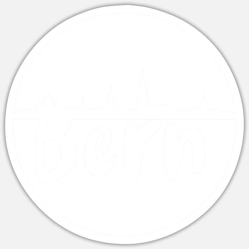 bern, skyline, circle, silhouette, white Sticker size S (10 x 10 cm)
